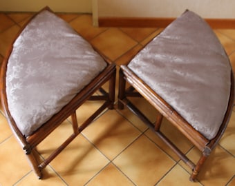 Triangle rattan seats Set of 2 Stool Bench Couch Sofa Furniture Patio Porch seats