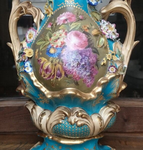 Pair Of Vases Blue Sevres Style Porcelain Vase Gold Vase Etsy