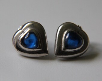 Bijoux de mode bijoux en argent boucles d’oreilles argent Yves Saint Laurent coeur boucles d’oreilles Boucles d’oreilles bleu créatrice de bijoux en argent Sterling 925 romantique