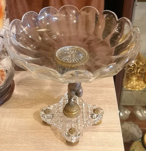 Luxury Baccarat Crystal centerpiece vase Winged Angel decor Putti Cherub Amour Bowl Wedding