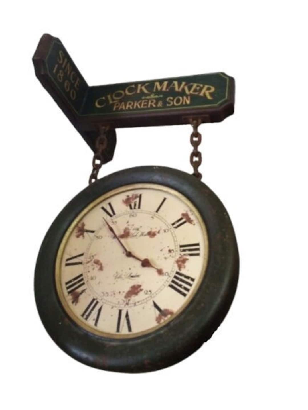 Vintage Wooden Wall Clock Double Sided Wood Wall Decor Train Etsy