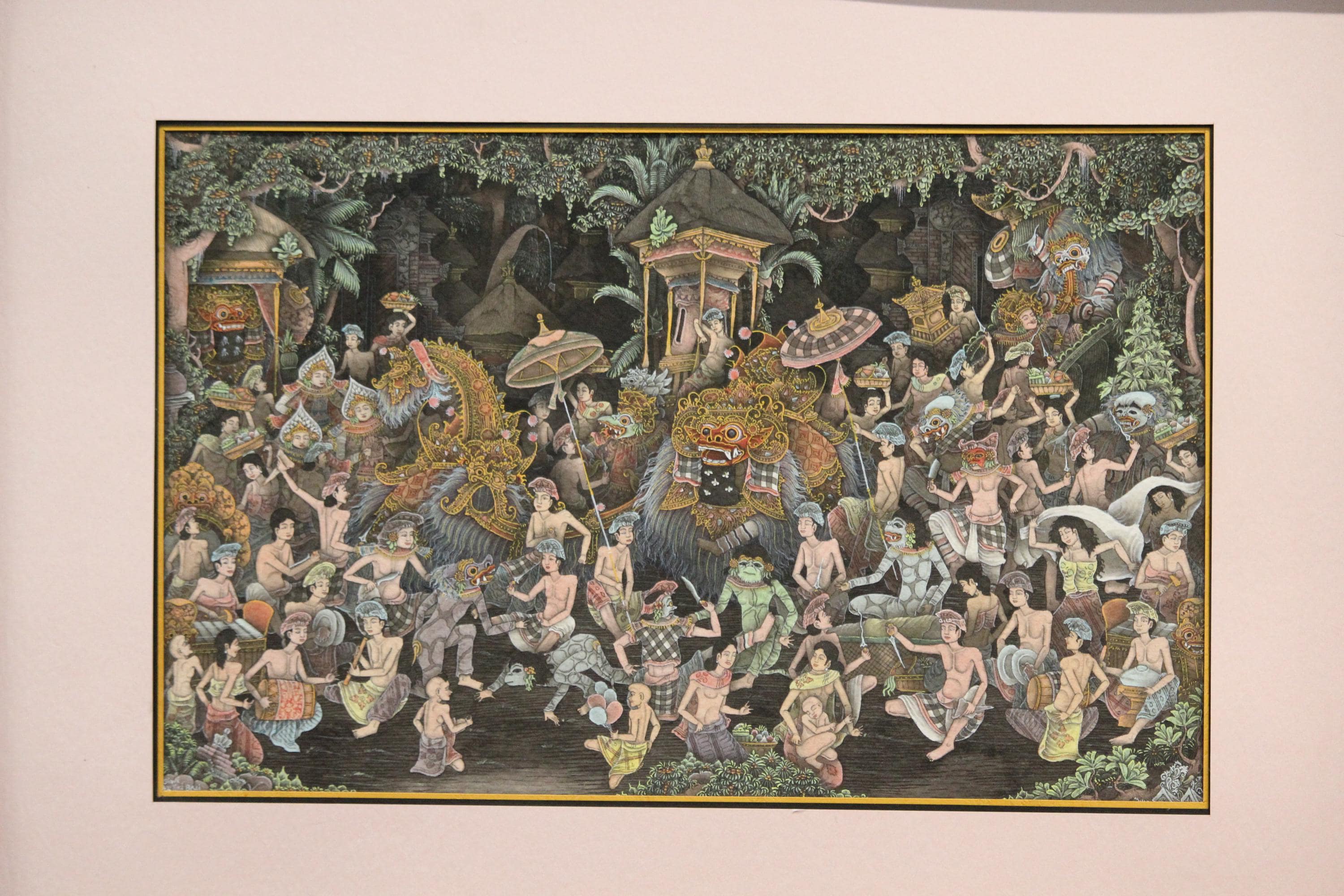 Vintage Balinese Traditional Painting Bali Wall Hanging Wall Decor