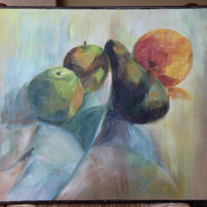 Still life painting Fruits Fruit wall decor Apple Pear Wall art Artwork Nature decor Nature morte wall decor Fruit painting Fruit wall art