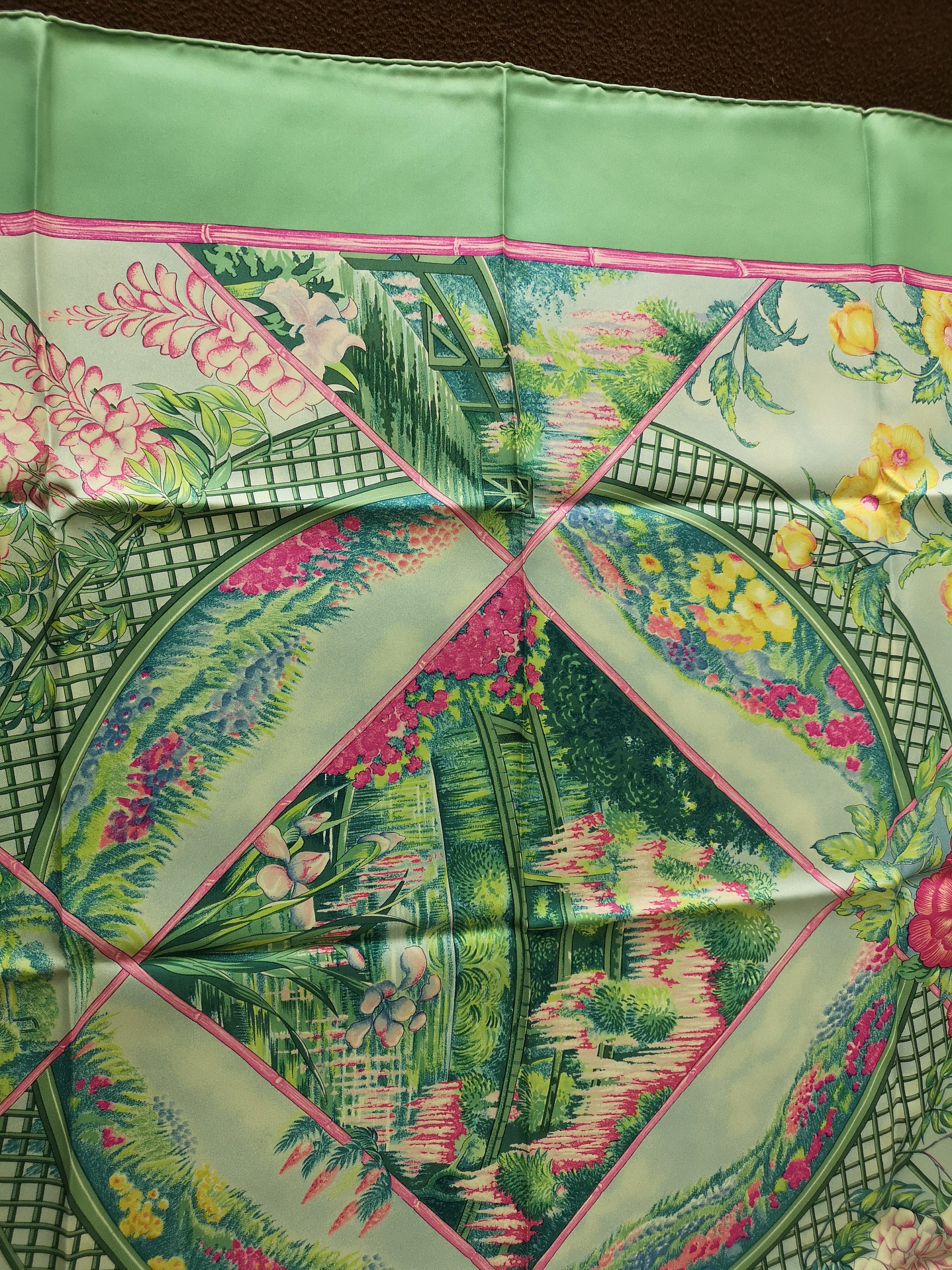 Hermes Silk Scarf Giverny Garden Monet Wisteria Pond Water Lilies