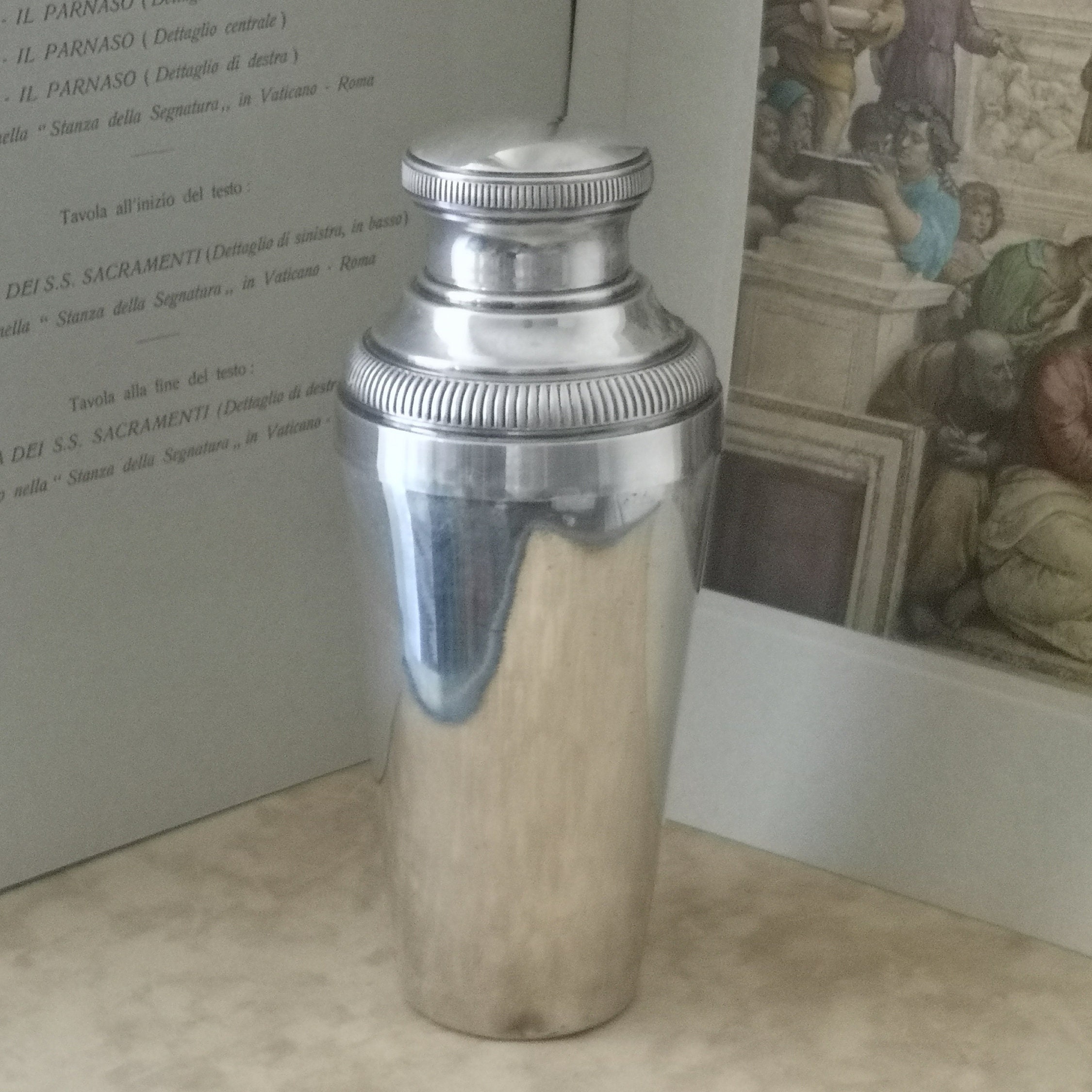 Vintage Art Déco Silver Plaqué Shaker Silverplate Cocktail Shaker Martini Outils Bar Décor Man Cave