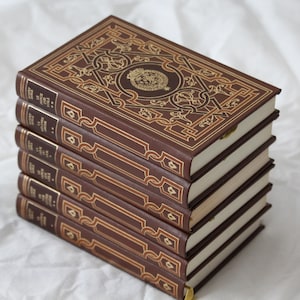 Antique French book Vintage Decorative book Gold Brown Hardcover Small book Shabby chic Book in French Vintage book Library