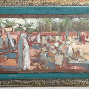 Oriental market scene Orientalist art Oriental decor Orientalist landscape Desert Oasis Orientalist painting Artwork Home decor Islamic art