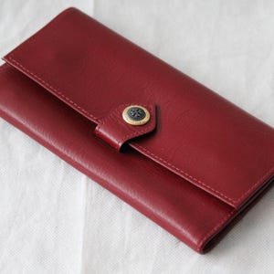 Cartera de piel roja Cartera francesa para mujer Cartera para mujer Monedero rojo Francia VIEJO NUEVO Regalo para ella Accesorios