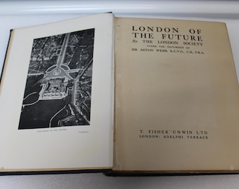 London of the future Antique English book History Geography Decorative Gold Navy blue Hardcover