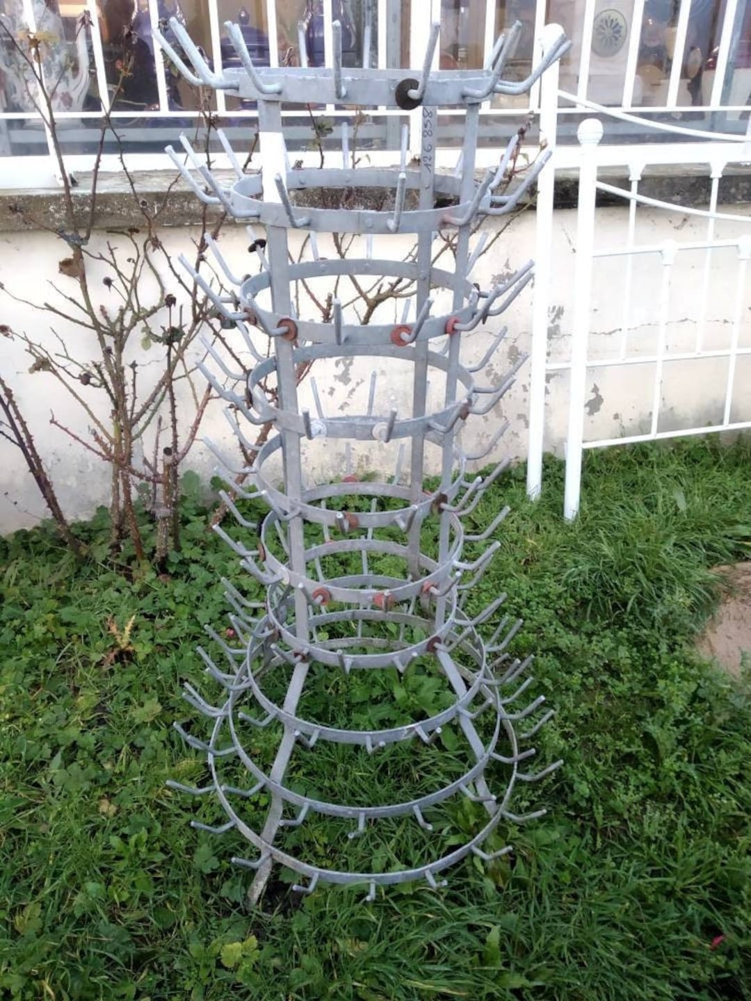 French Vintage Bottle Rack Bottle Dryer Mug Rack Cup Rack Rustic Kitchen Storage Farmhouse Decor