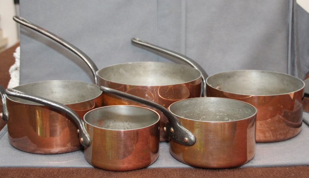 Extra Solid Copper Pans Set of 5 French Professional Quality French