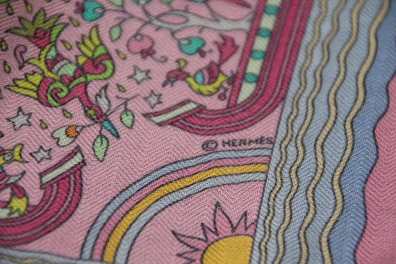 RARE COLLECTIBLE Hermes silk Cashmere scarf Authe… - image 8