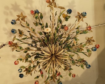Flower chandelier lighting Flower Bouquet ceiling light Roses Tulips Daisy decor Living room pendant light Entryway Farmhouse Dining room