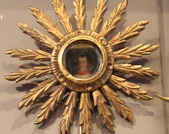 Gold Sun mirror Sunshine wall decor Sunburst Giltwood frame