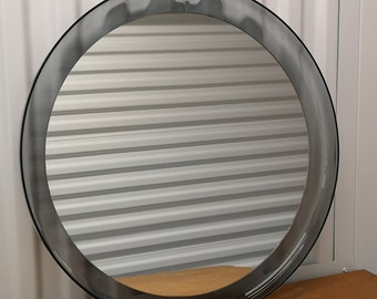 Large Black Plastic Frame Round Wall Mirror