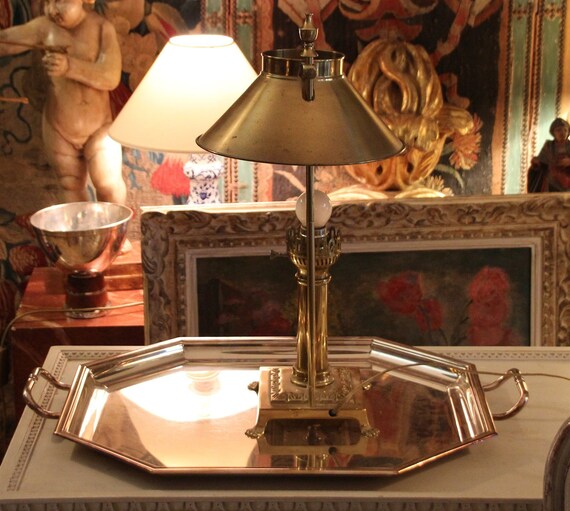 Orient Express Lamp Table Gold Shade Vintage Orient Express Lamp Table Gold, Train Lamp Shade
