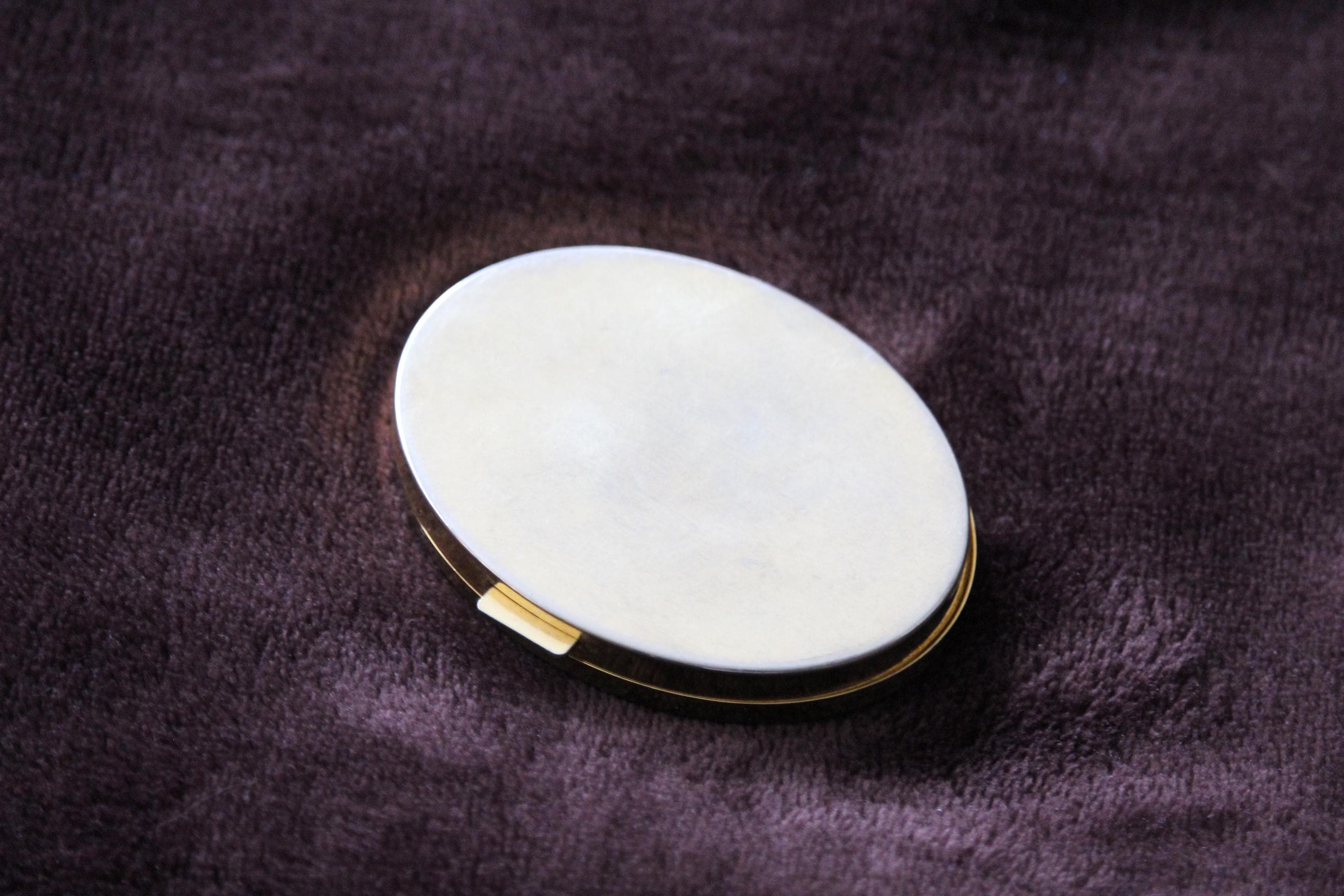 Vintage Christian Dior Paris Oval Compact Pocket Mirror Gold Metal