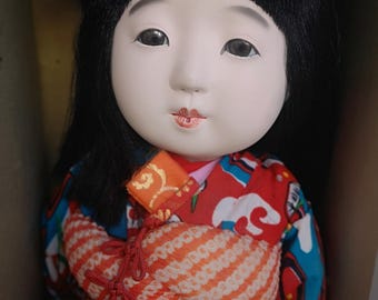 市松人形 日本製 ヴィンテージ ハンドメイド アートドール 胡粉と
