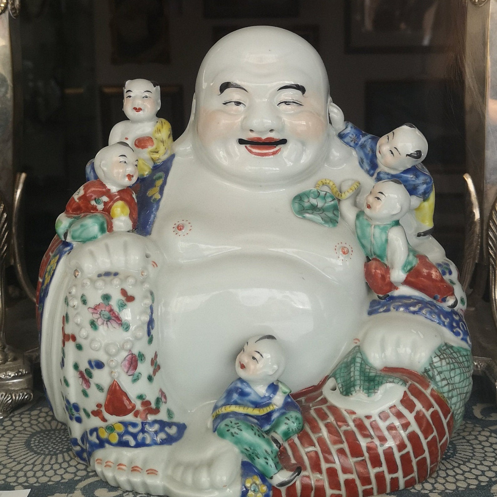 Laughing Buddha With Children Smiling Buddha With Kids Etsy