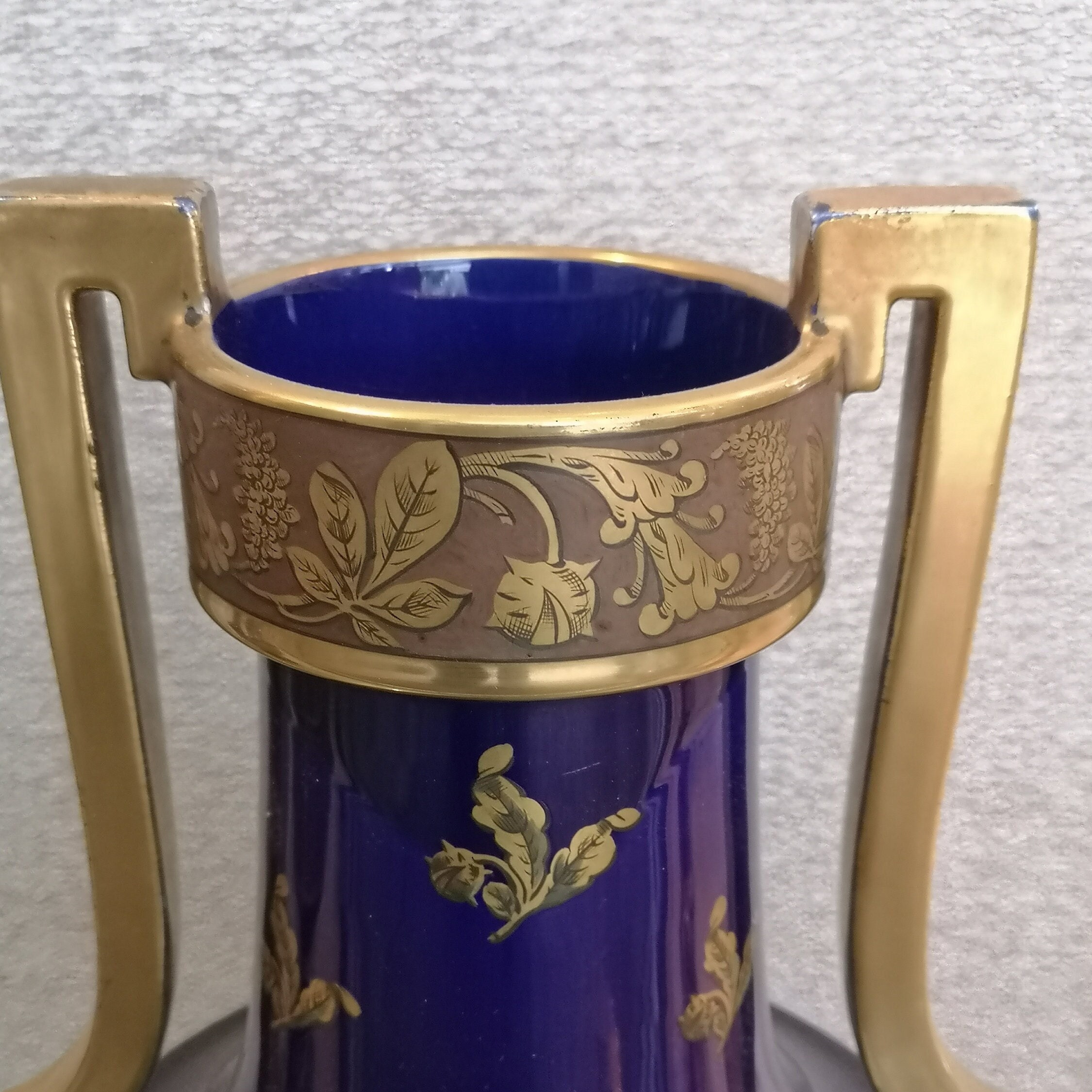 Vendu Bleu Cobalt Porcelaine Vase Paire Dorée Gilt Antique Français 19Ème Siècle de Collection Vase 