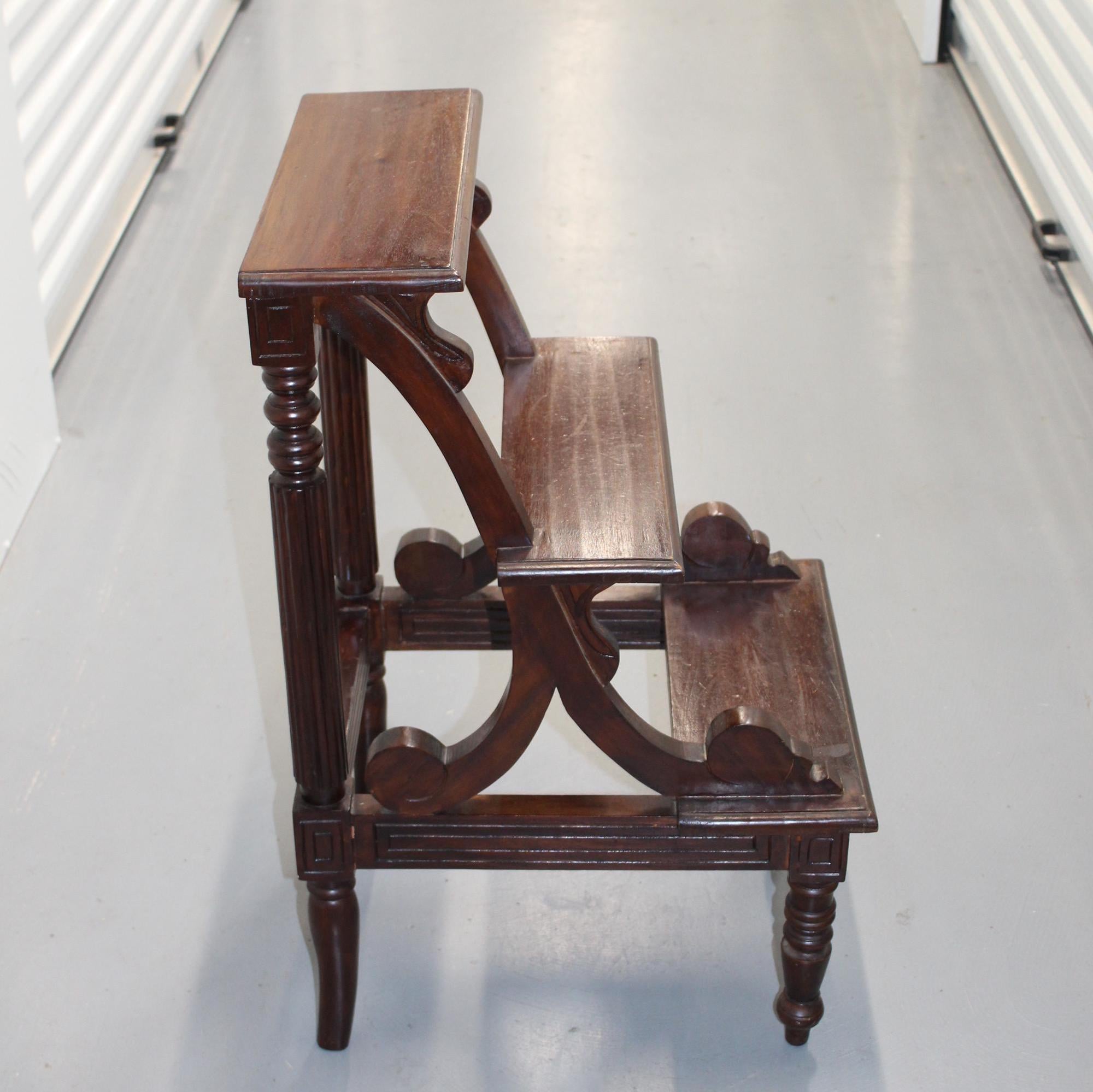 RESERVED Wood Library stairs Library ladder Stepladder Bed steps Library stool Bed stairs step Carved stairs Step stool Wood furniture