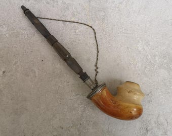 Pipa da fumo in schiuma di mare a forma di calabash, regalo per fumatori in schiuma di mare, pipa curva, tabacco, articoli da tabacco.