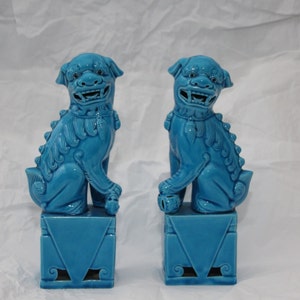 Large Chinese foo dog statue Turquoise Dog gift Dog figurine Feng shui Ceramic Protection Temple Fo dog Fu Dog Guardian Lion Sculpture