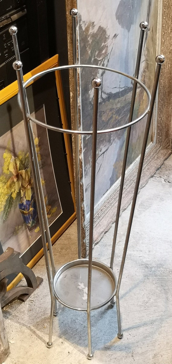 Vintage Round Chrome metal umbrella holder Umbrell