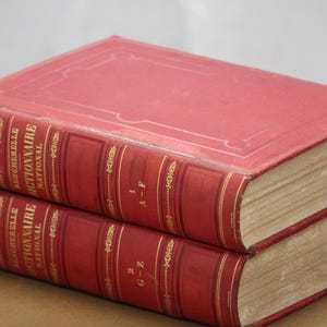 French dictionary 19th century Dictionary of Science Letters Art Artbook Antique French book Vintage Decorative book Gold Red Book in French