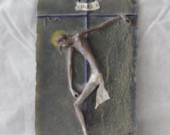 Ceramic Wall cross Jesus Christ The Lord Christian religious decor Crucifix