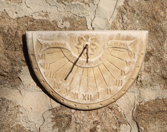 French antique stone sundial Wall sun dial Solar clock Roman numerals Garden ornaments Garden sundial clock Cadran solaire Wall clock Decor