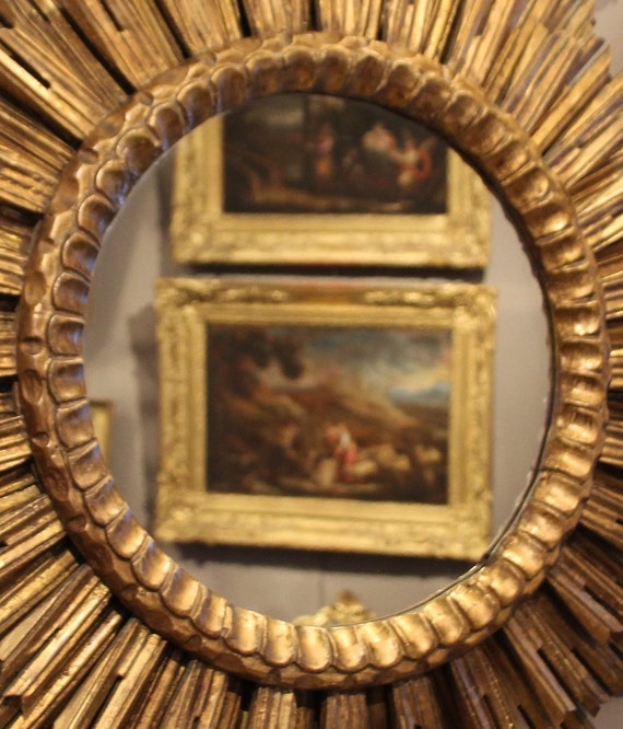 Gold Sun Mirror Golden Hollywood Regency 50