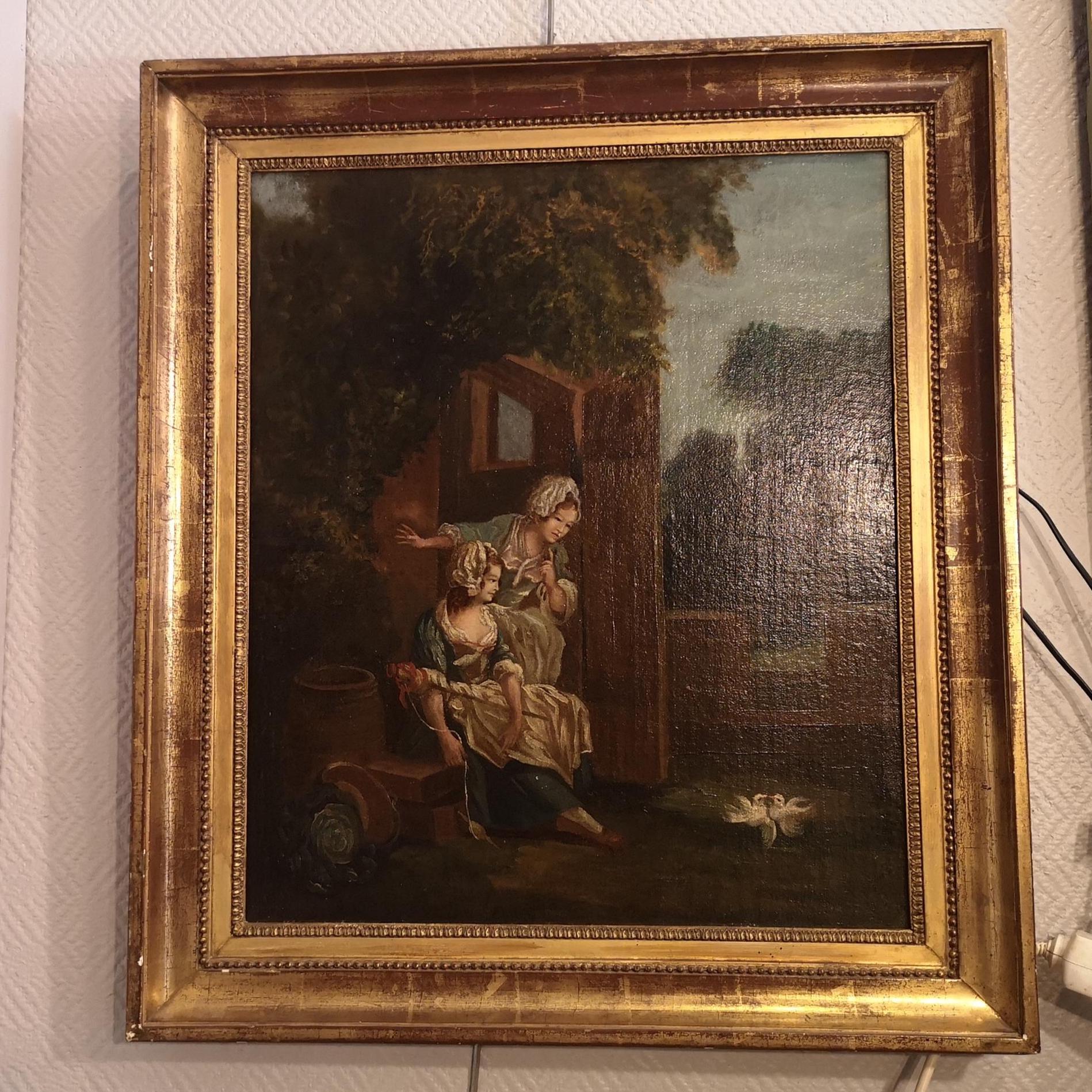 18th Century Painting Woman Gold Frame - Etsy