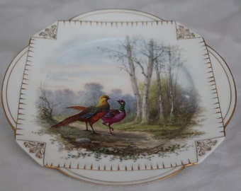 French porcelain plate Gold Wall plate Set of 7 Decorative Bird decor Animal