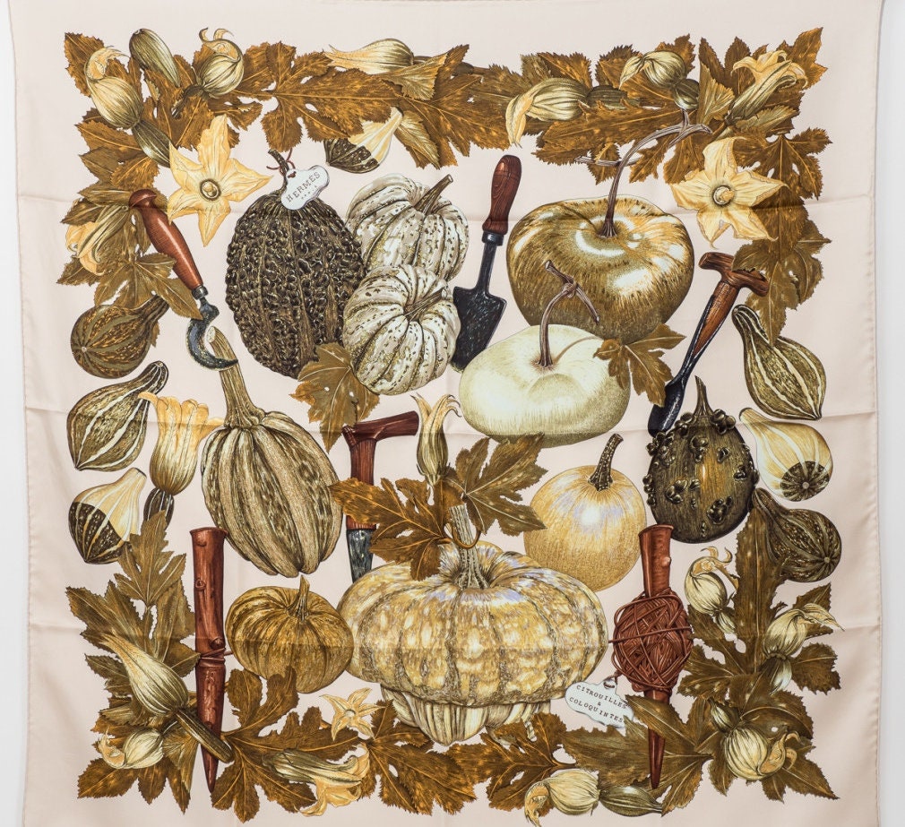 Beige Silk Scarf Hermes Orange Scarf Pumpkins Hermes Paris