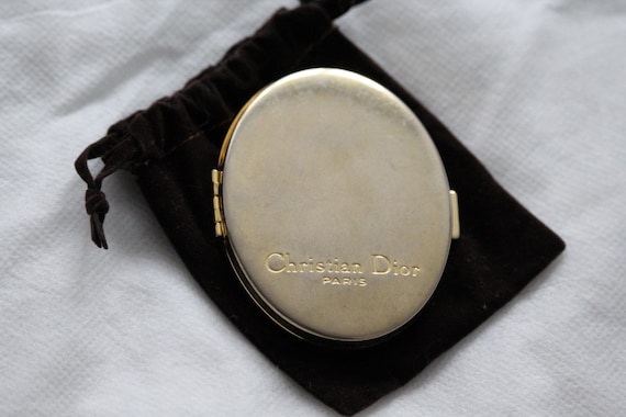 クリスチャン　ディオール　ヴィンテージ　ミラー　手鏡 Vintage Christian Dior Paris Oval Compact Pocket Mirror Gold Metal