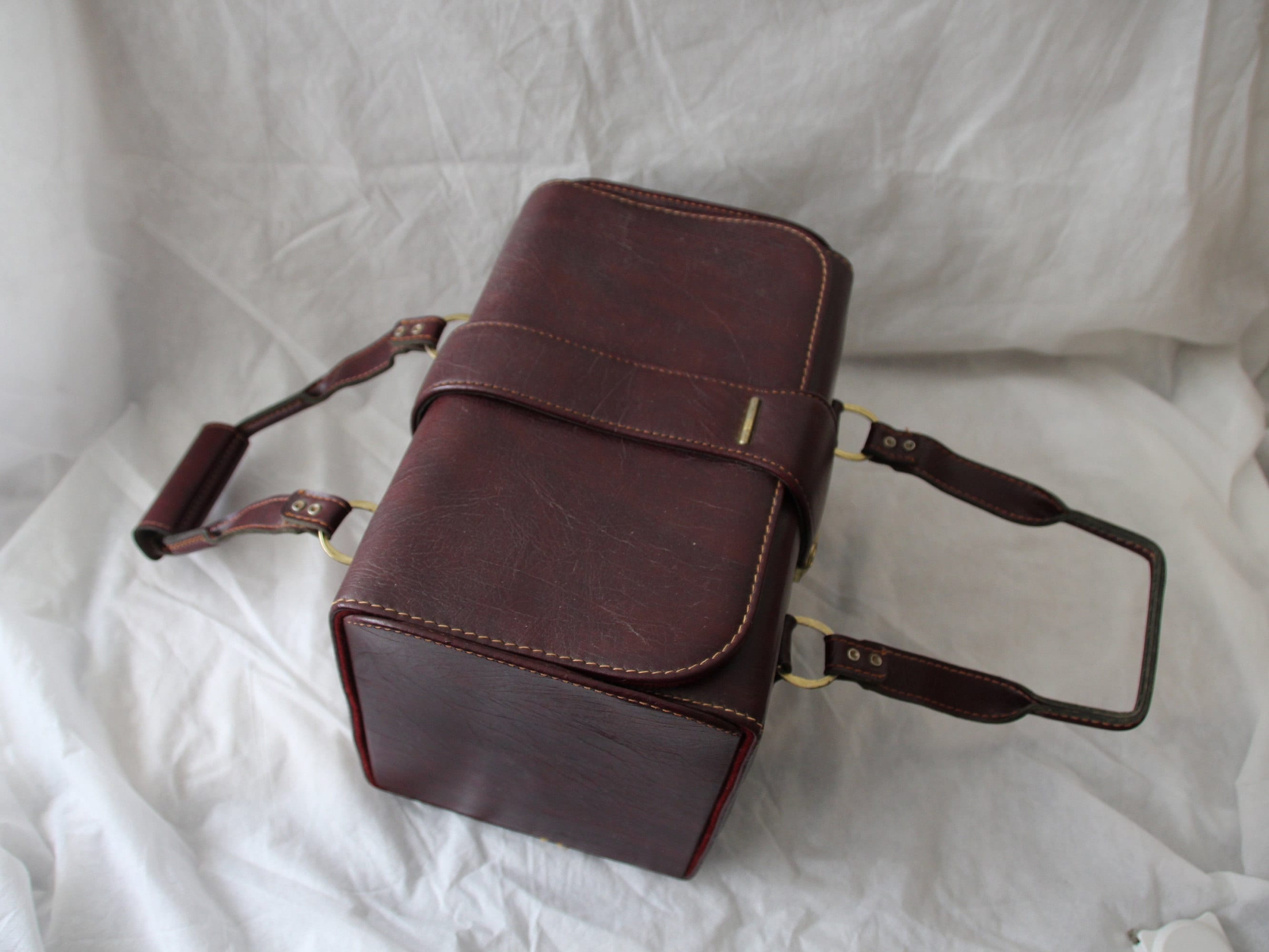 BEAUTY DA VIAGGIO vintage in pelle e tessuto a righe EUR 30,00 - IT