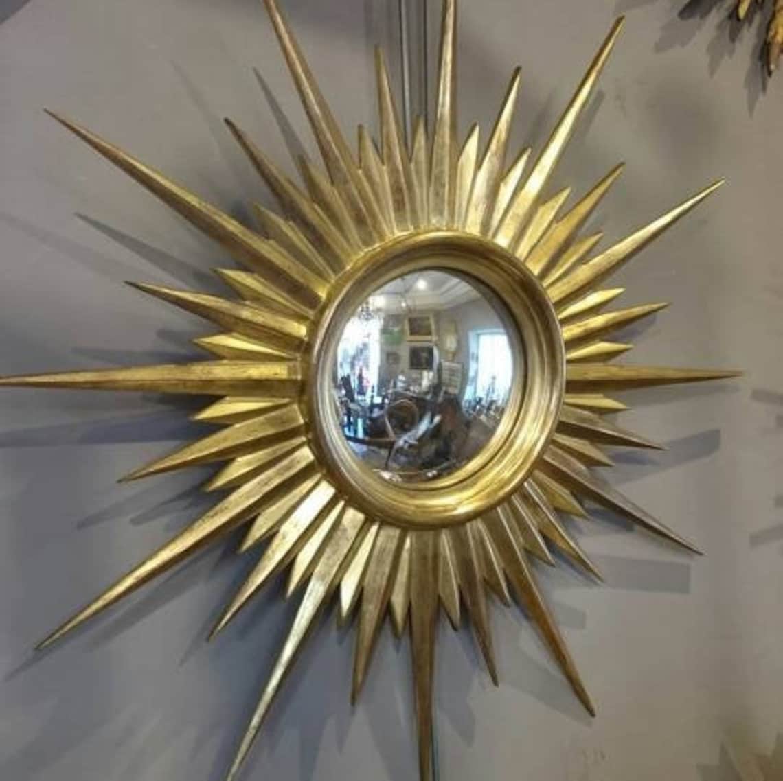 Gold Sunburst Mirror Antique Sunburst Mirror Vintage Sunburst Etsy