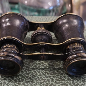 Black French Opera glasses Opera binoculars Antique opera glasses Theater binoculars French lorgnette Paris theater glasses Signed Gift