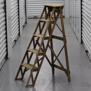 Foldable ladder Wooden step ladder shelf Library stairs Library ladder Stepladder Library stool Carved stairs Step stool furniture Office