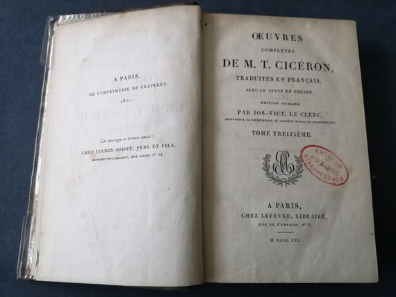 玉 A135 フランスアンティーク洋書『キケロの文体研究』第3巻 アンティークのフランスの本哲学キケロ哲学者道徳的目的古典哲学装飾本