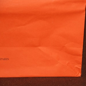 Extra large Orange Hermes Shopping bag Gift wrapping Elegant Gift for her Fashion gift Lady accessories Orange paper bag Orange accents image 6