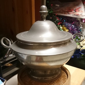 Serving dish with lid Vegetable dish Tureen with lid Tureen bowl Centerpiece Planter Pewter Serving bowl with lid French Kitchen decor