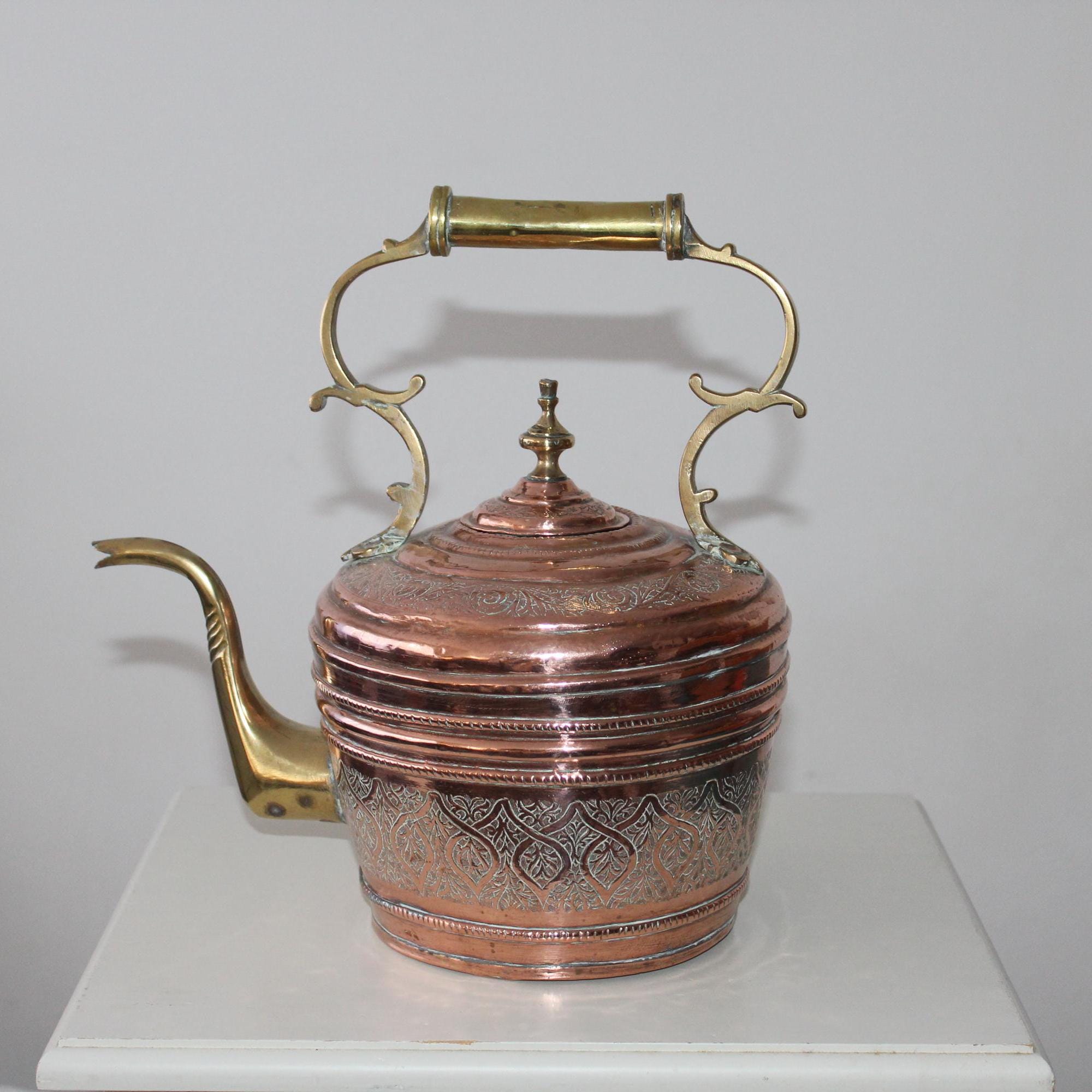 Large Vintage gold kettle Water boiler Copper kettle Copper teapot Water kettle Countryhouse decor Farmhouse kitchen decor Bronze Brass