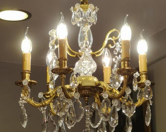 Gold light fixture Chandelier lighting Crystal pendants Baroque Rococo style Dining room Living room