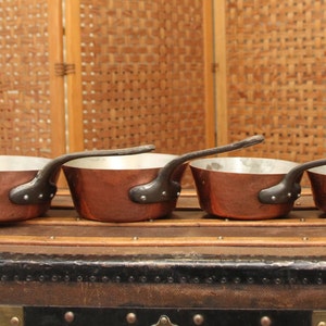 Frying pans Extra solid Copper pans Set of 4 French Professional quality French restaurant kitchen Copper saucepan Rustic decor Countryhouse