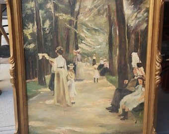 ブローニュの森 印象派の絵画 風景画 オウム 油絵 公園の壁画