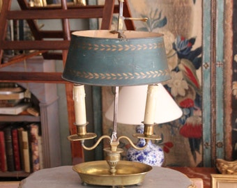 Gold Green French empire lamp Desk Table French style Library lamp