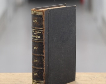Antique German book 19th century Religious Decorative Gold Brown Library decor