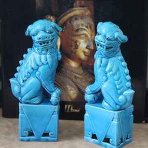 Chinesische Foo Hund Statue Türkis Hund Geschenk Hundefigur Feng Shui Keramik Schutz Tempel Fo Hund Fu Hund Guardian Lion Skulptur Statue